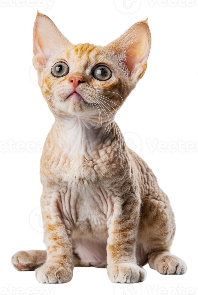 Cute orange tabby kitten with large eyes sitting png