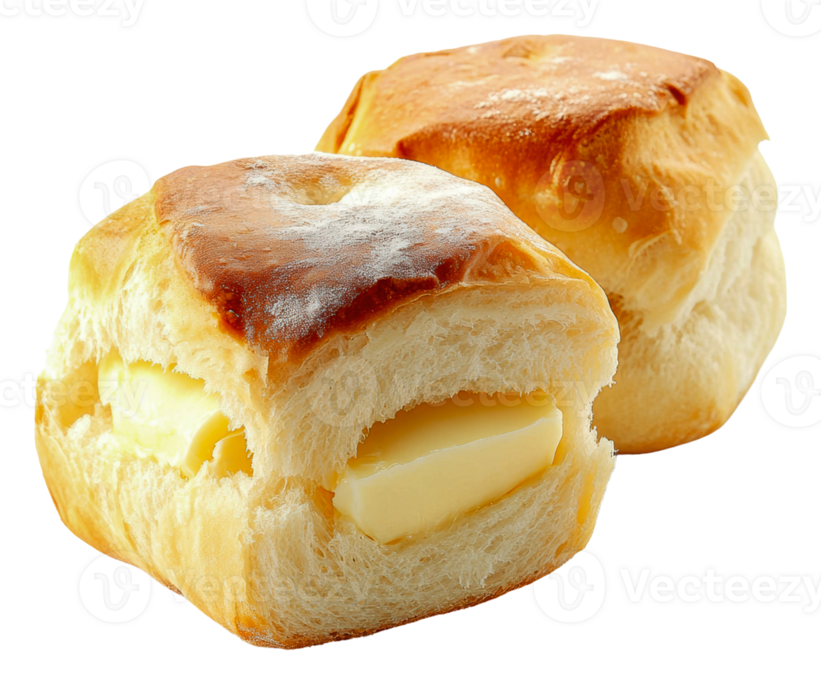 Freshly baked biscuits with butter ready to serve png