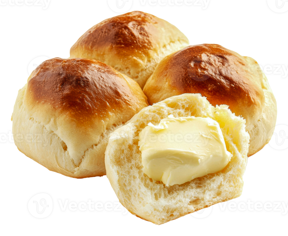 Freshly baked rolls served with butter on a table png