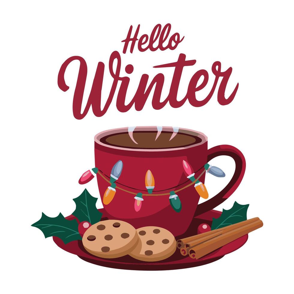 Frosty Nights Warmed by Cocoa vector