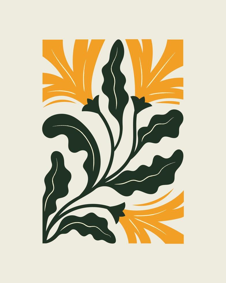 Floral Botanical abstract colorful elements composition vector
