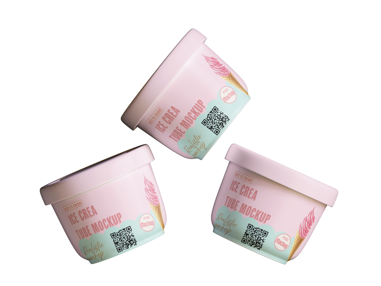 Realistic pack mockup for ice cream psd