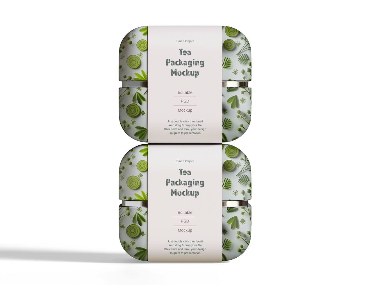 Two tea tin square mockup psd
