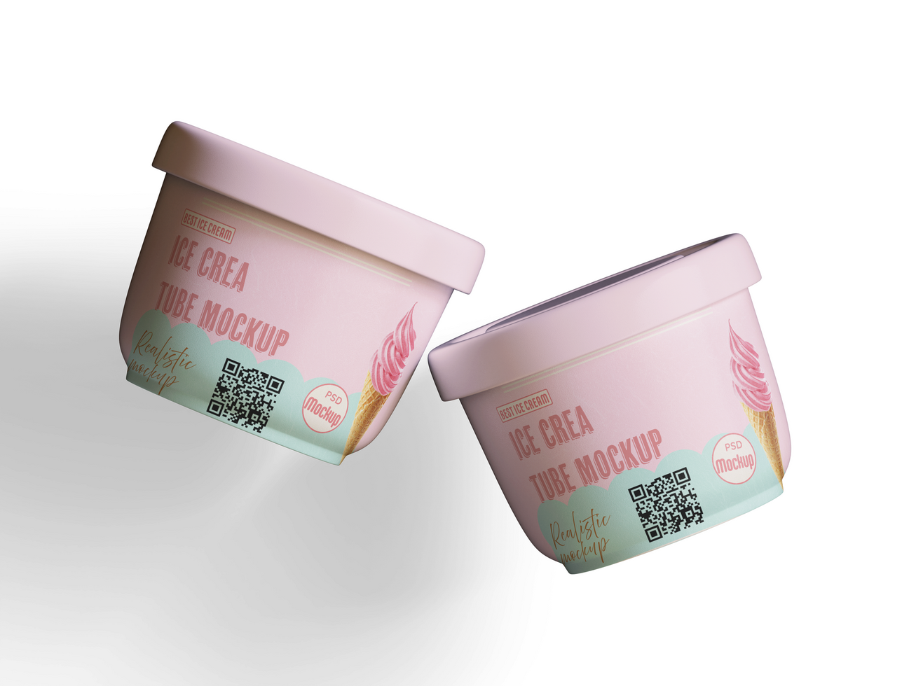 Lie down pack ice cream mockup psd