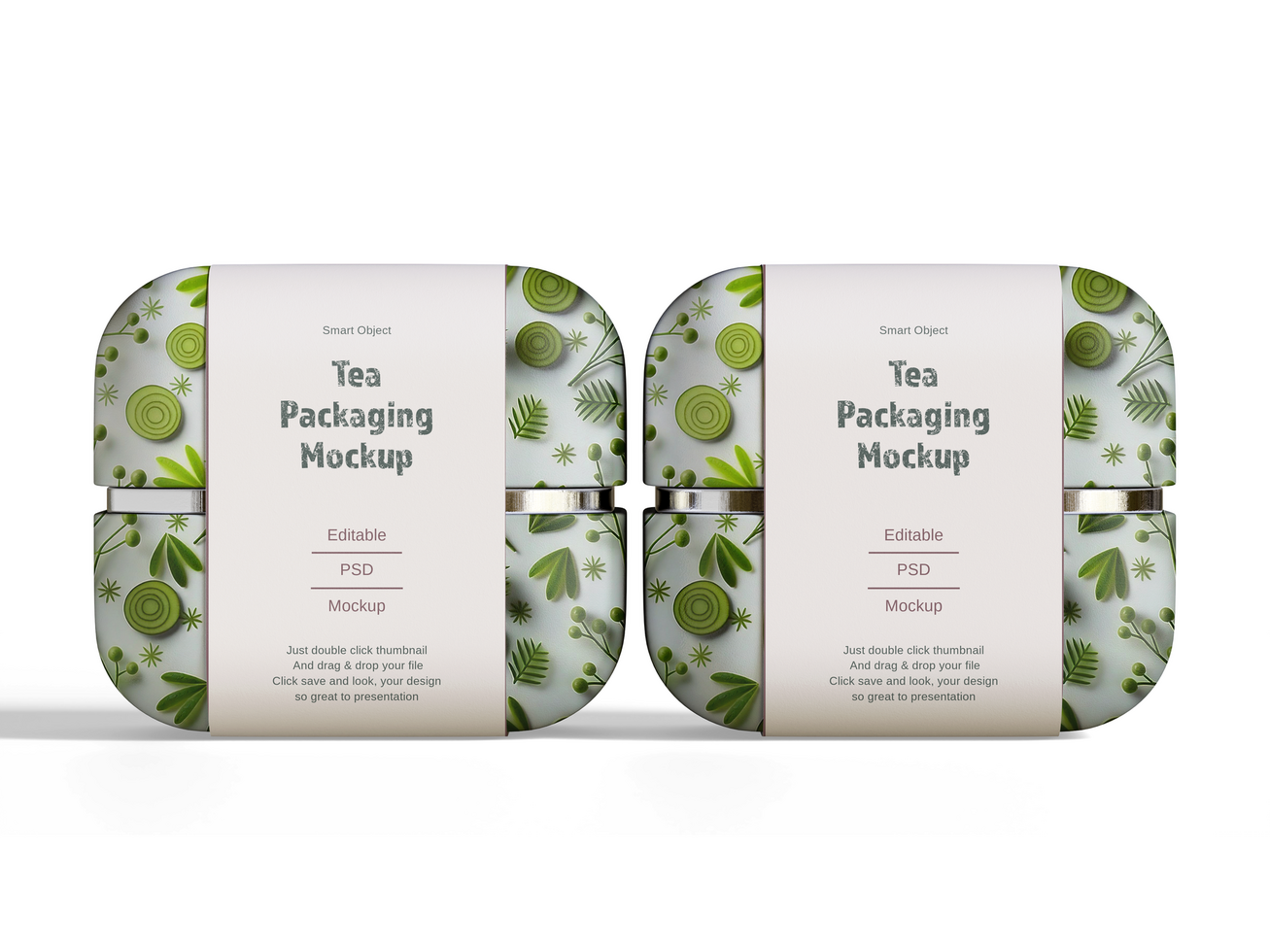 With label tea tin square mockuo psd