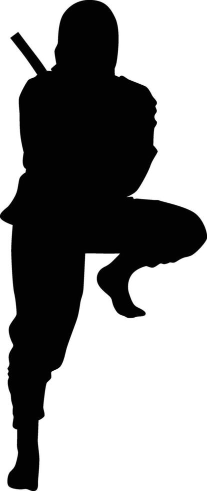 ninja pose silhouette illustration vector