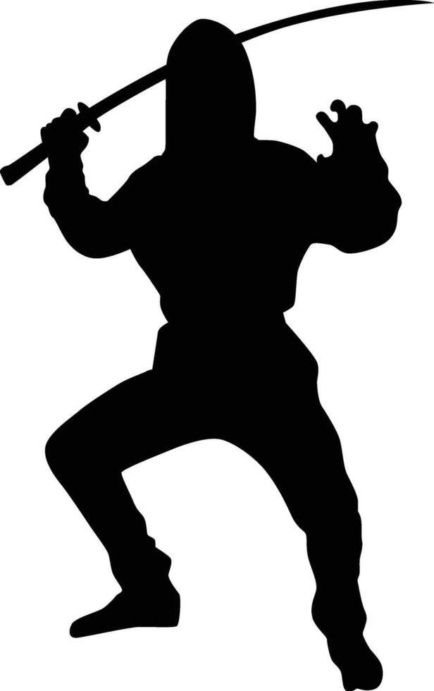 ninja full body silhouette illustration vector