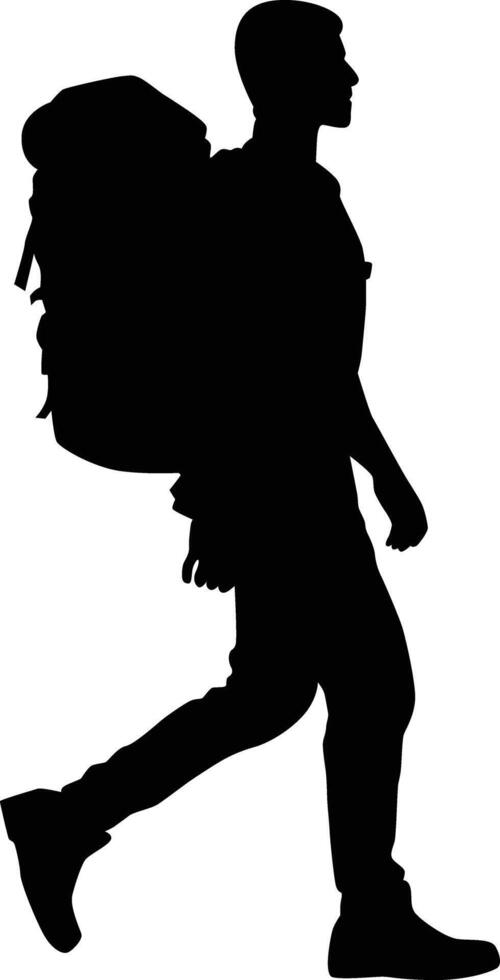 backpacker silhouette full body vector
