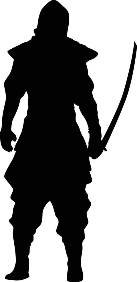 ninja standing silhouette vector