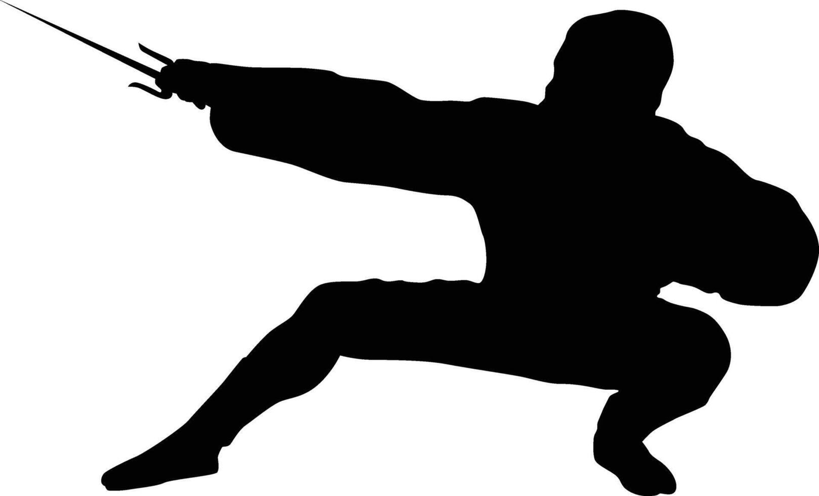 ninja posing when holding knife silhouette vector