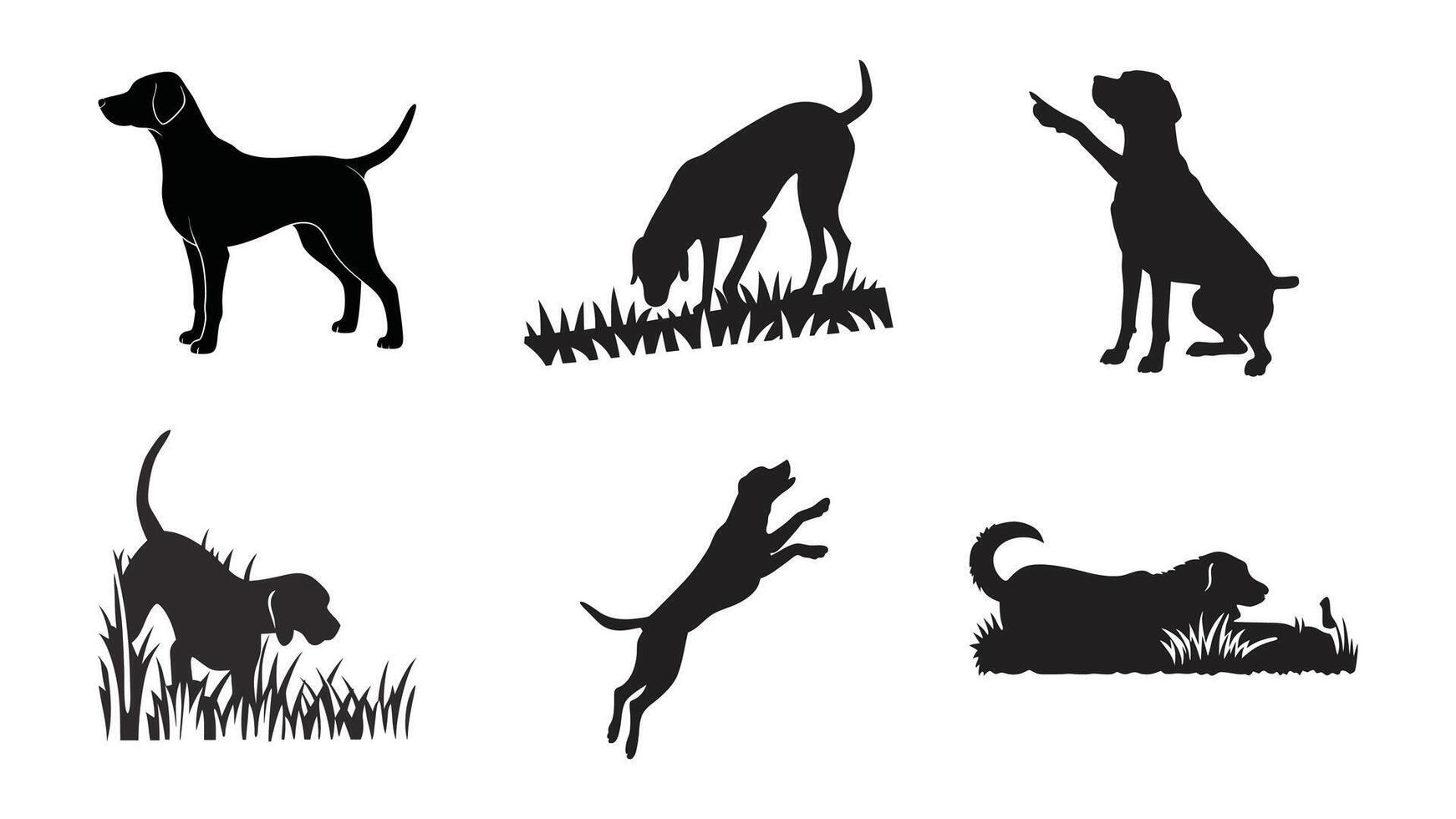 Alert Hunter Silhouette Dog Set vector