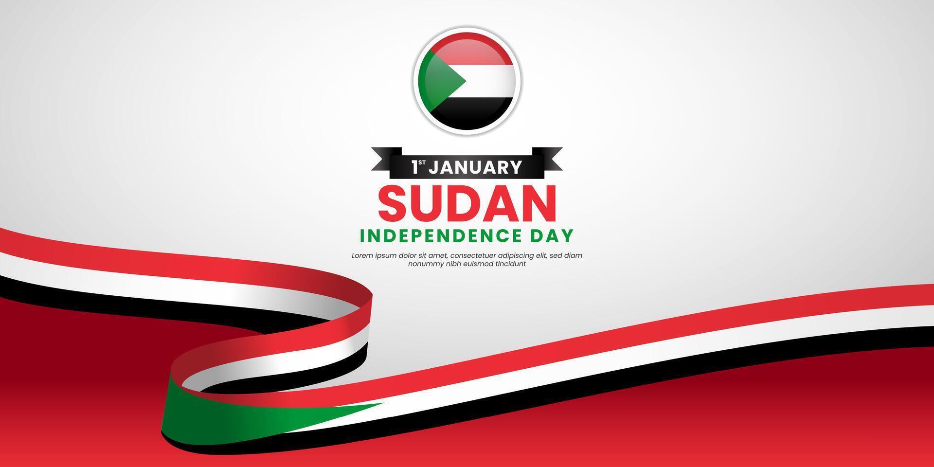 Sudan Independence Day Celebration ribbon flag banner background design vector