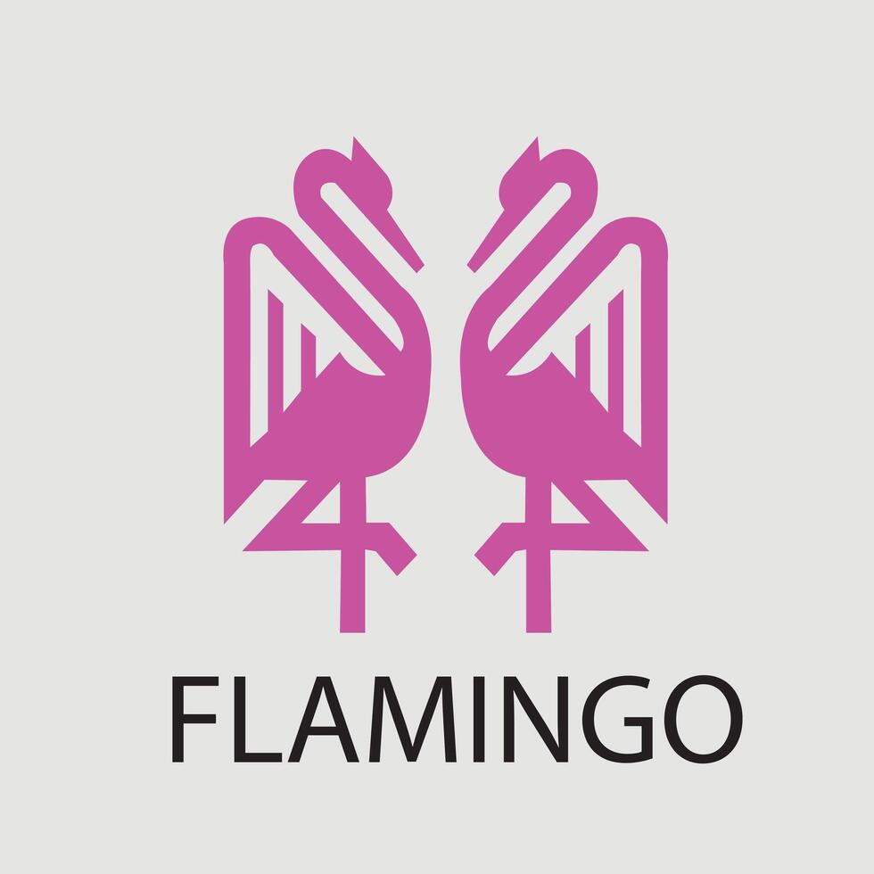 flamingo animal logo design in pink vector