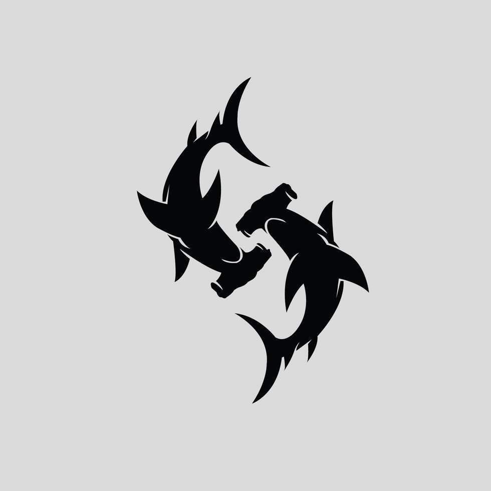 logo design of two hammer sharks forming the letter S vector