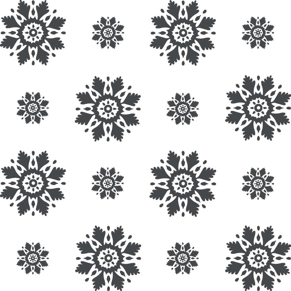 Snowflakes seamless pattern. Graphic illustration for Christmas and New Year festive design. Ice stars, winter holiday background. Festive template for showcase, wallpaper, wrapping, fabric. vector