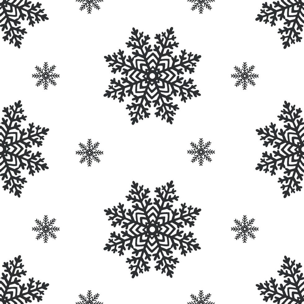 Seamless pattern with snowflakes. Graphic illustration for Christmas and New Year festive design. Ice stars for winter holiday background. Festive template for showcase, wallpaper, wrapping, fabric. vector