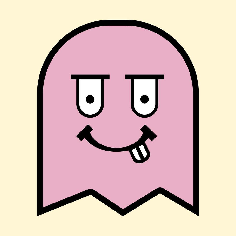 Pink Ghost Smiling Silly with Funny Teeth for Kids Illustrations vector