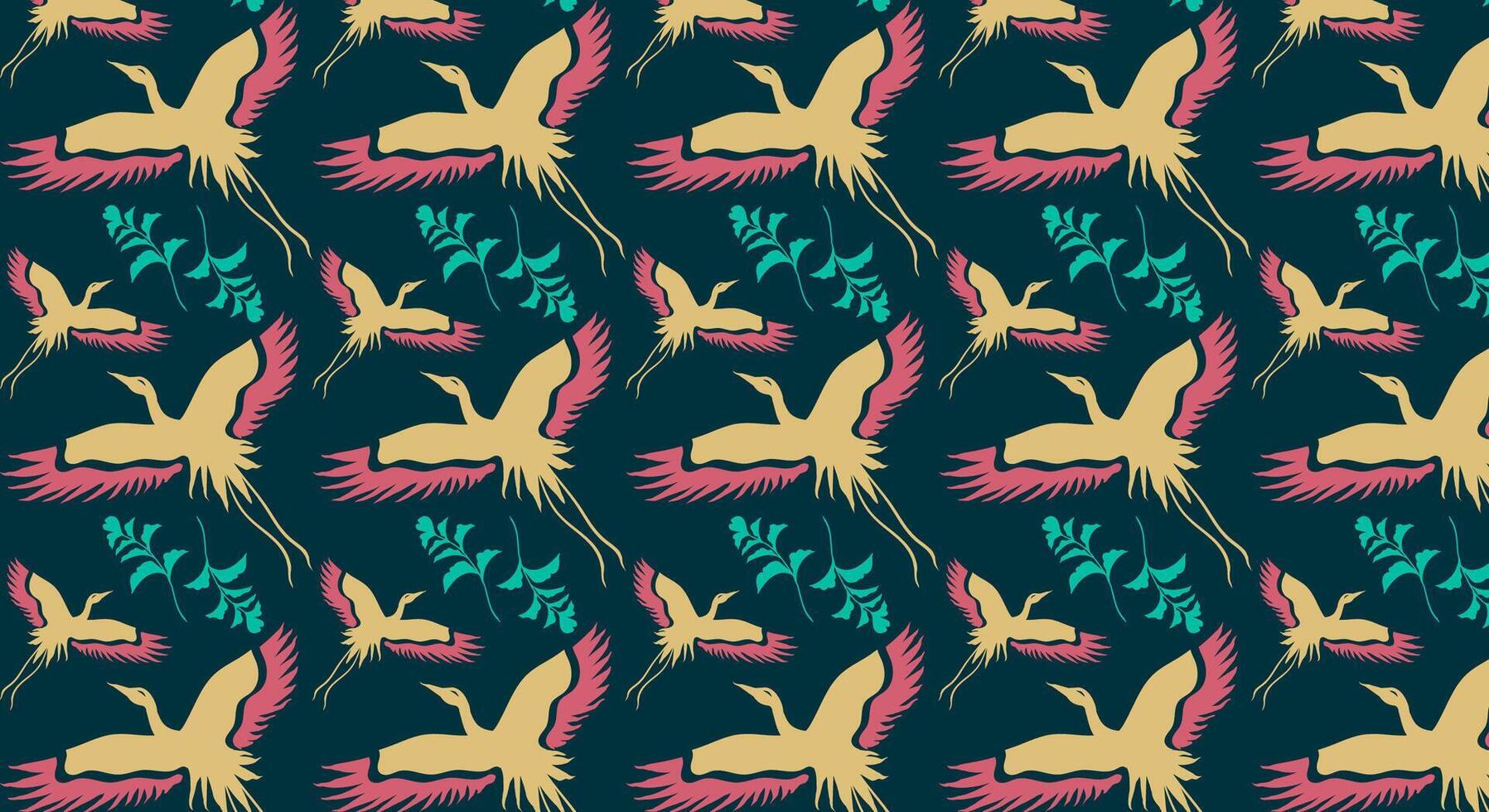 Seamless pattern with swan and floral elements. Floral textures for backgrounds, wallpapers, textiles and fashion. vector