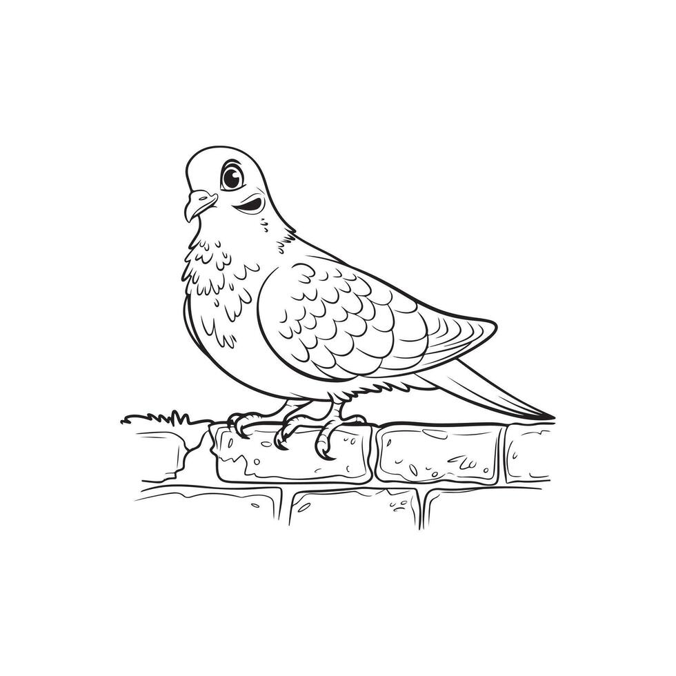 Illustrazione dell'uccello disegnato a mano per il libro da colorare per bambini vector