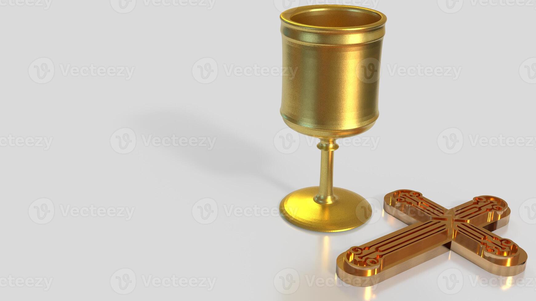 The Holy grail and cross for religious concept 3d rendering. photo
