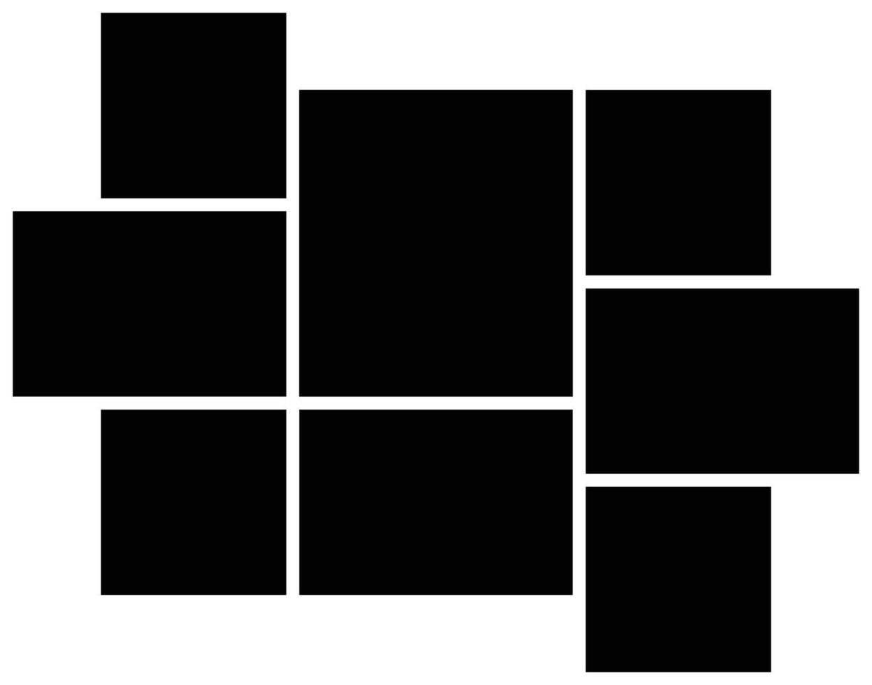 8 Photo collage tiles template. Mosaic pattern for background and picture. Presentation and portfolio wall board . vector