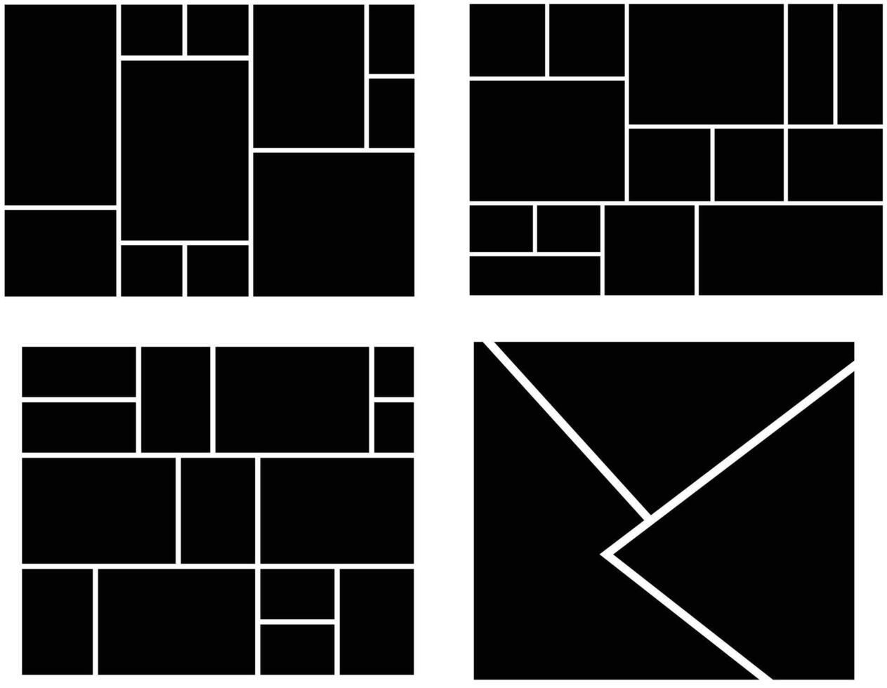 Set of 4 collage photo template for presentation. mood board background grid texture for portfolio. vector