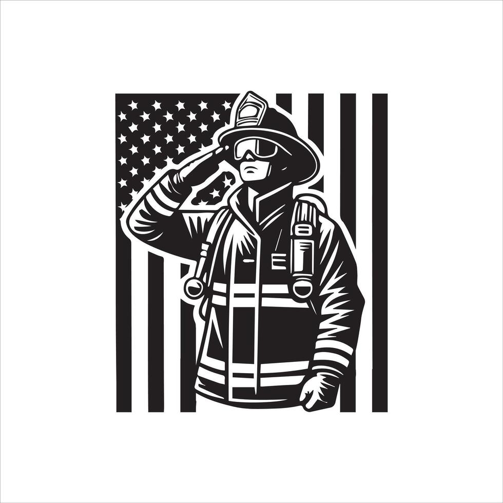US Brave Fireman ClipArt Design vector
