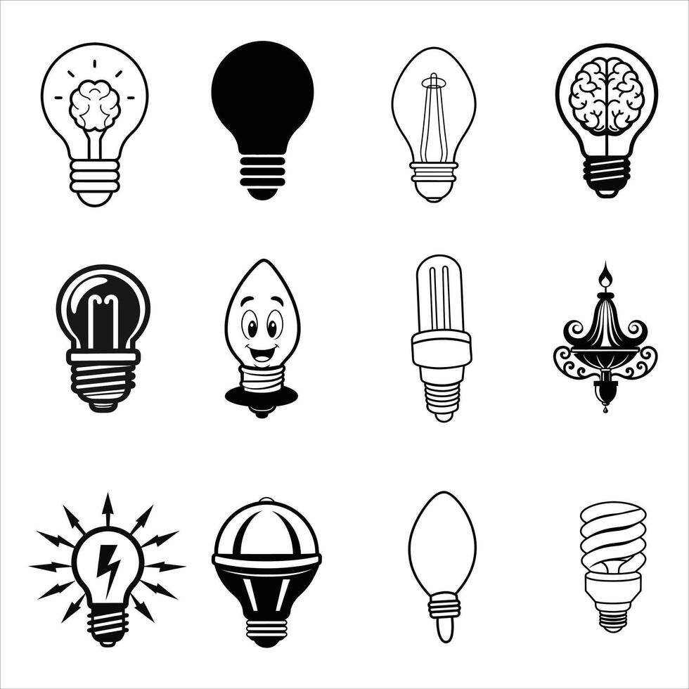 Incandescent light bulb ClipArt Design Bundle vector