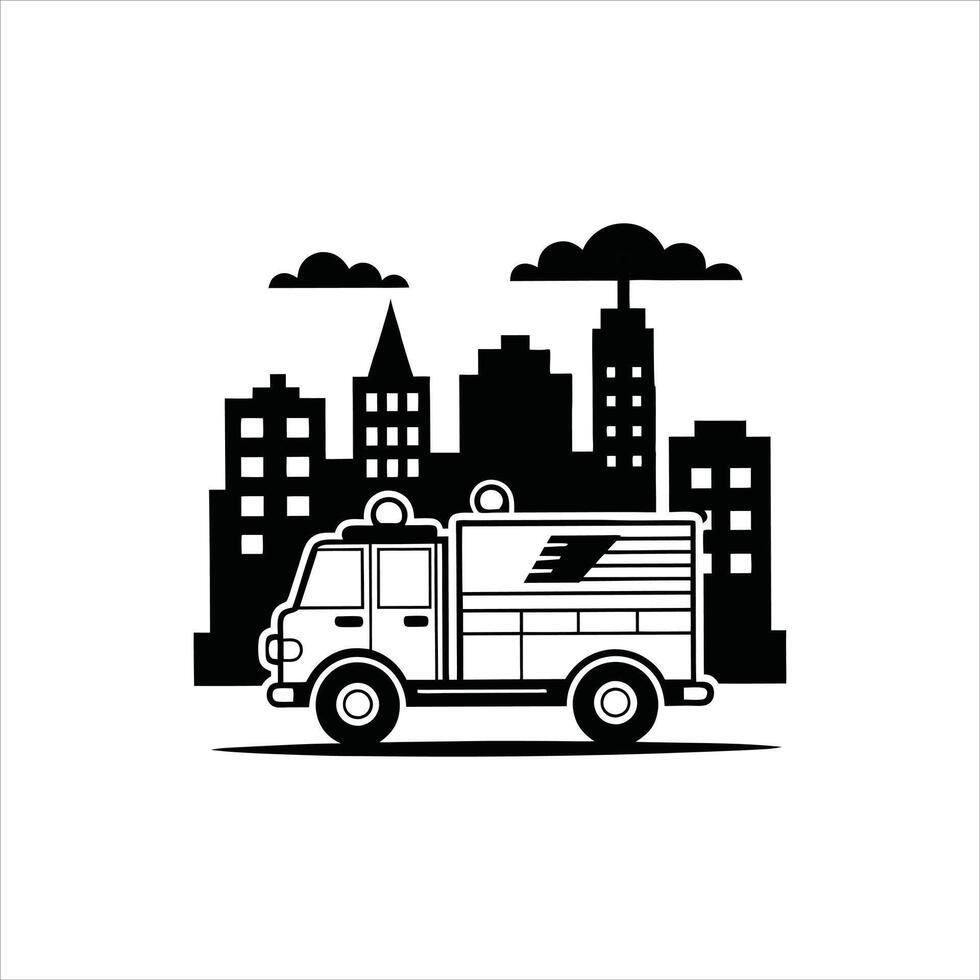 Fast Response Firefighter and Fire Engine ClipArt vector