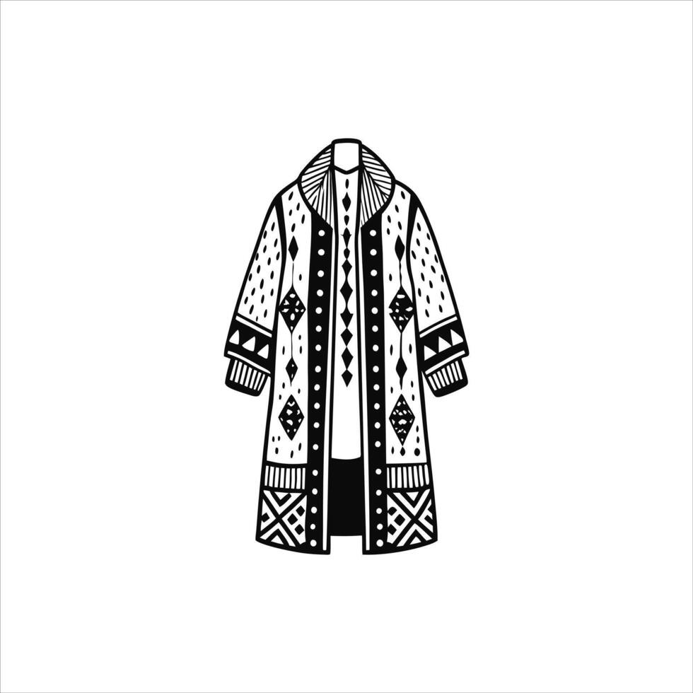 Chic Winter Elegance Long Trench Coat Fashion ClipArt vector