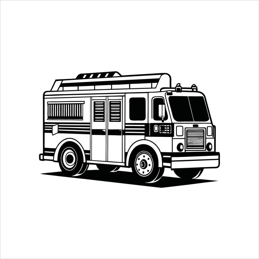 Fire Engine in Action Firefighter ClipArt Illustration vector