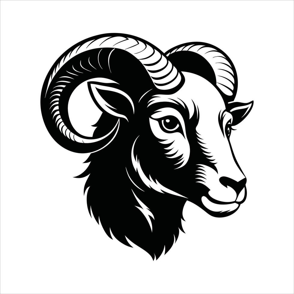Creative Ram Head Illustration ClipArt for Artworks vector
