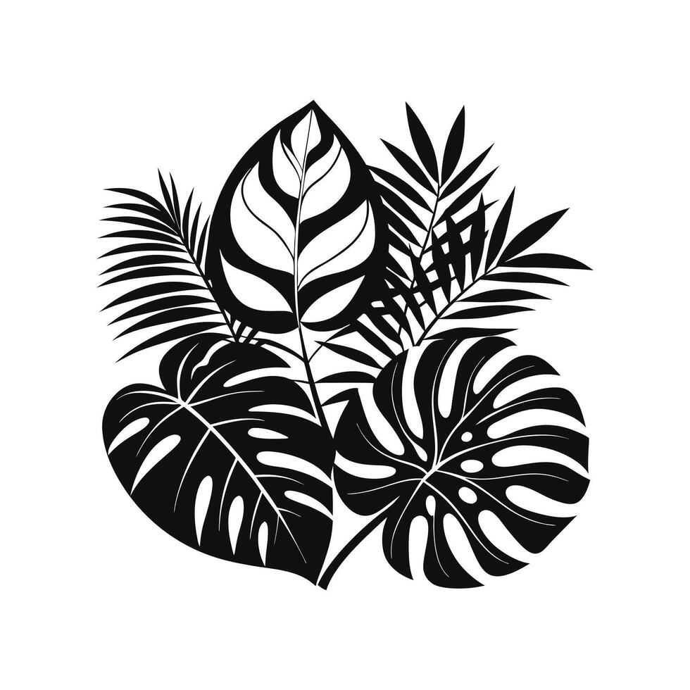 Tropical Tree Leaf Illustrations for Digital Design vector