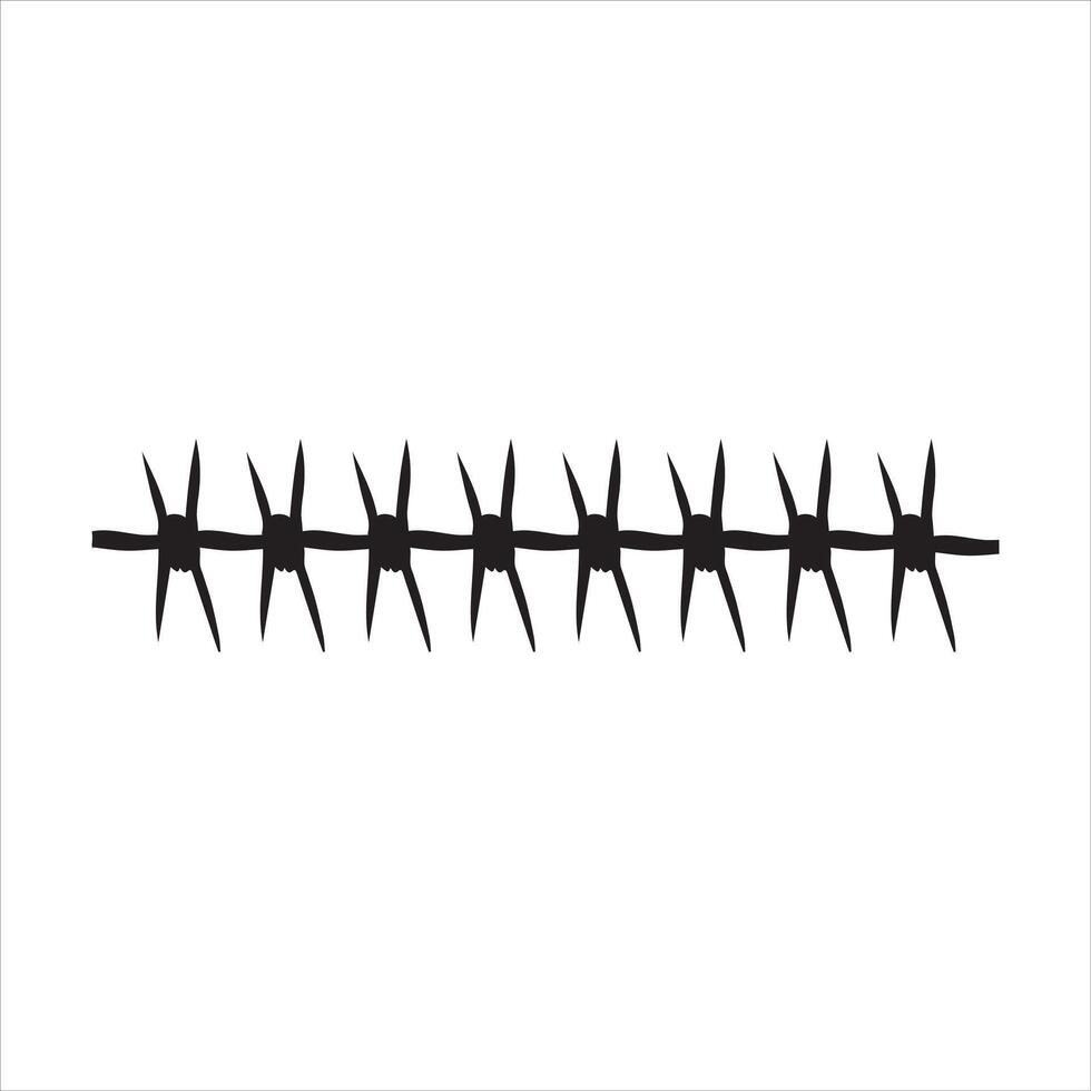 Detailed Barbed Wire Line Clipart for Creative Projects vector