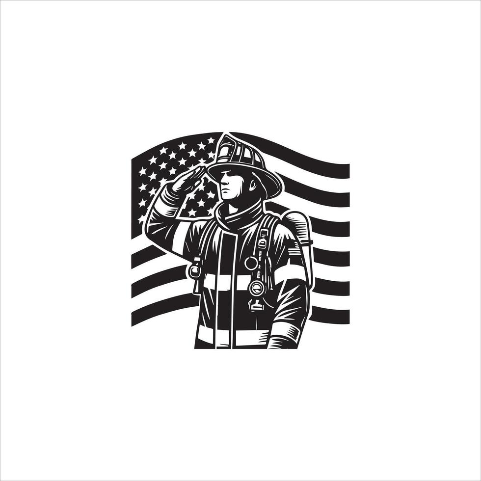 USA Brave Fireman ClipArt Design vector