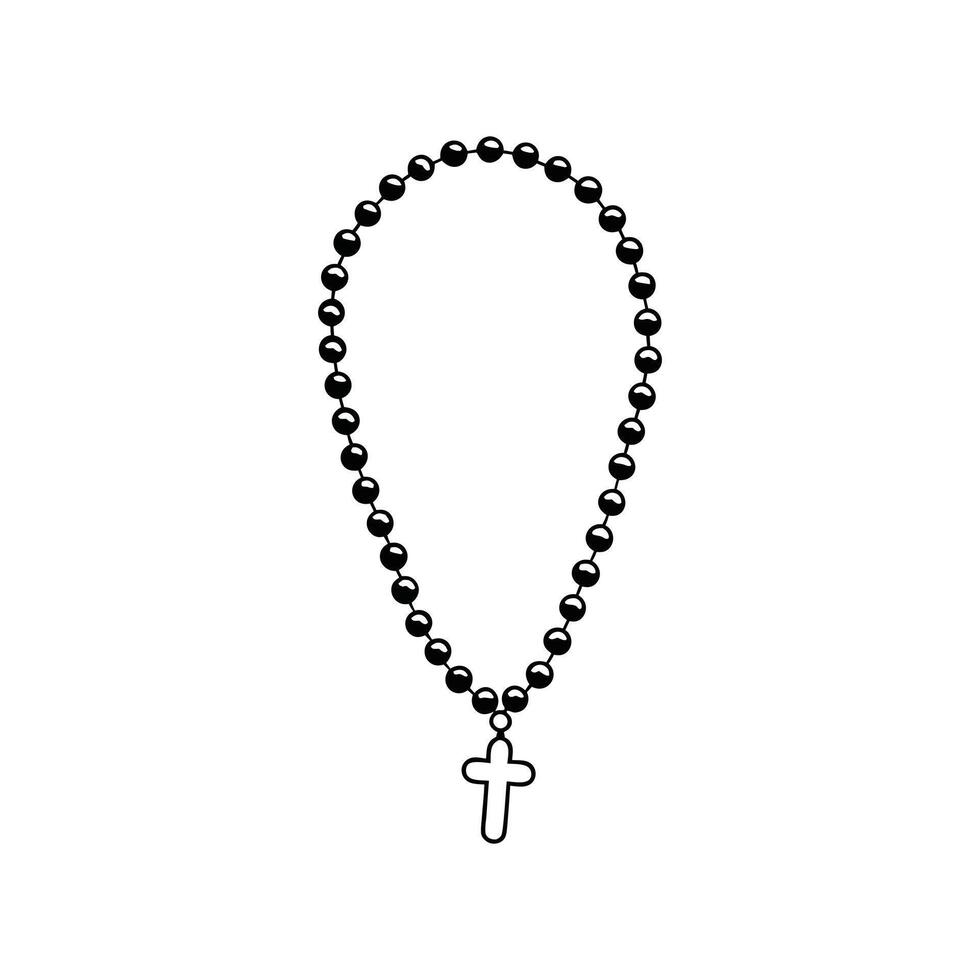 Cross Pendant with Rosary Beads ClipArt vector