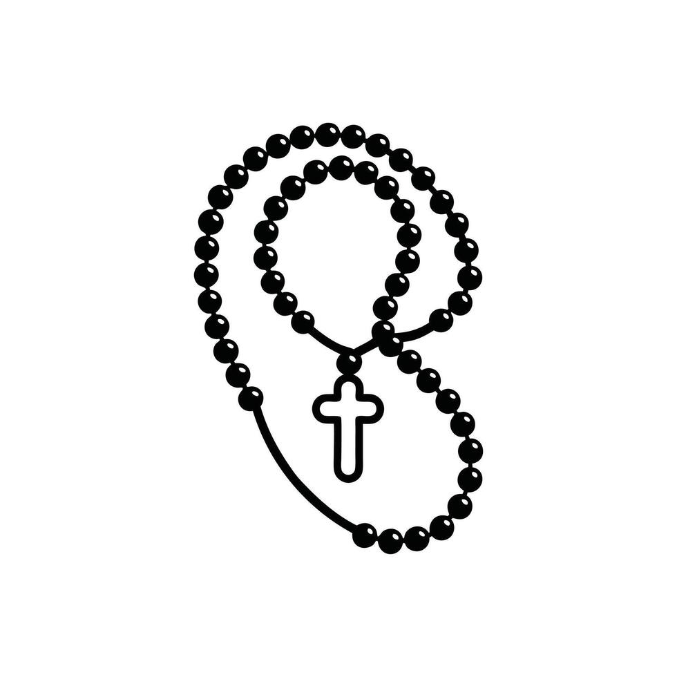 Detailed Rosary Beads with Crucifix ClipArt vector