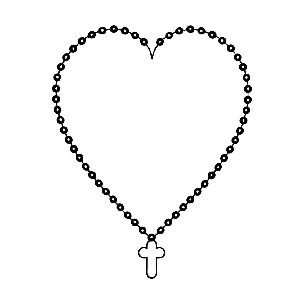 Cross and Rosary Beads Graphic Design vector