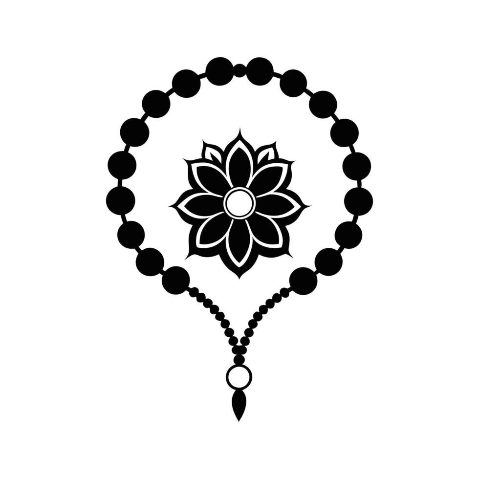 Cross and Rosary Beads Spiritual Art Graphic vector