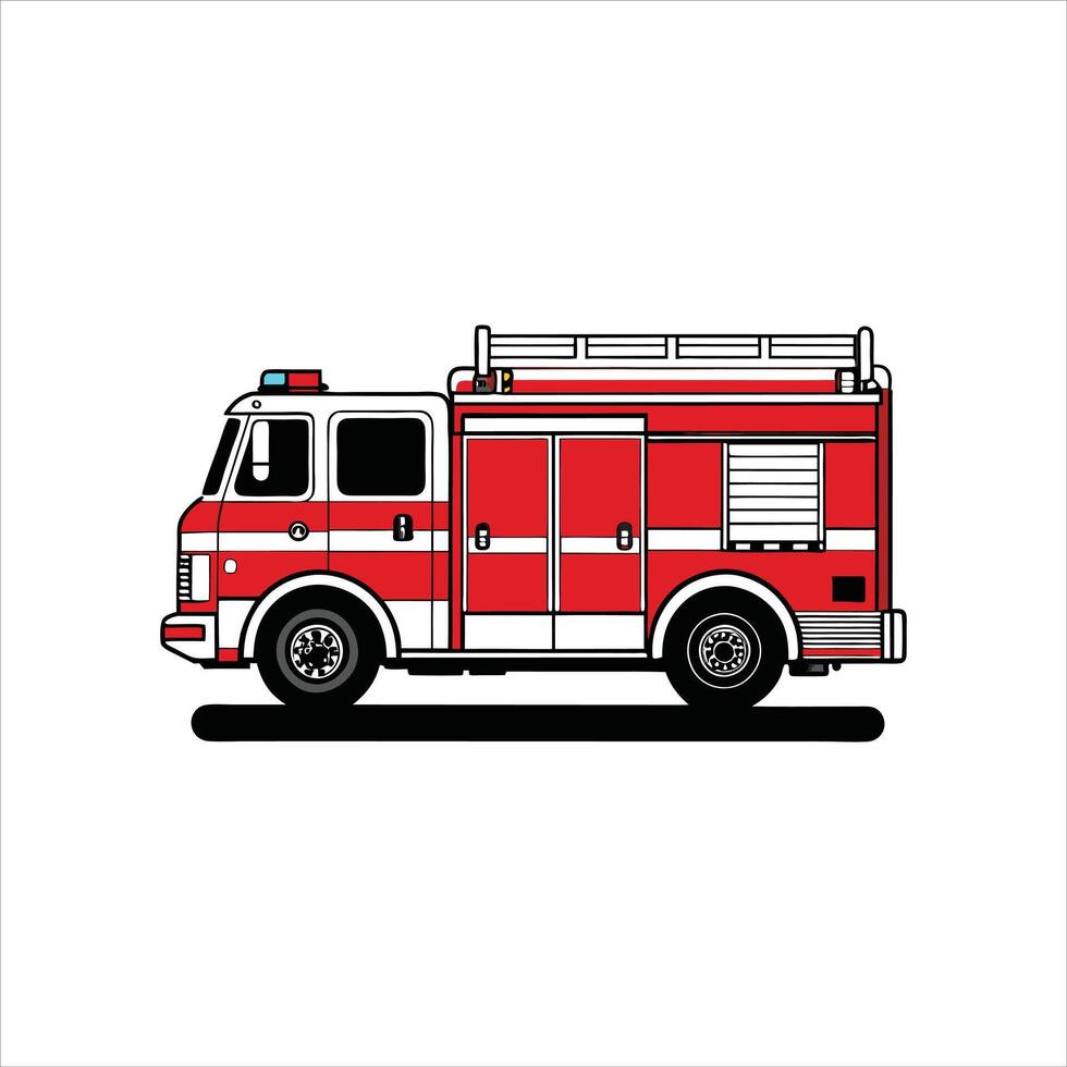 Firefighter ClipArt - Fire Engine at the Scene vector