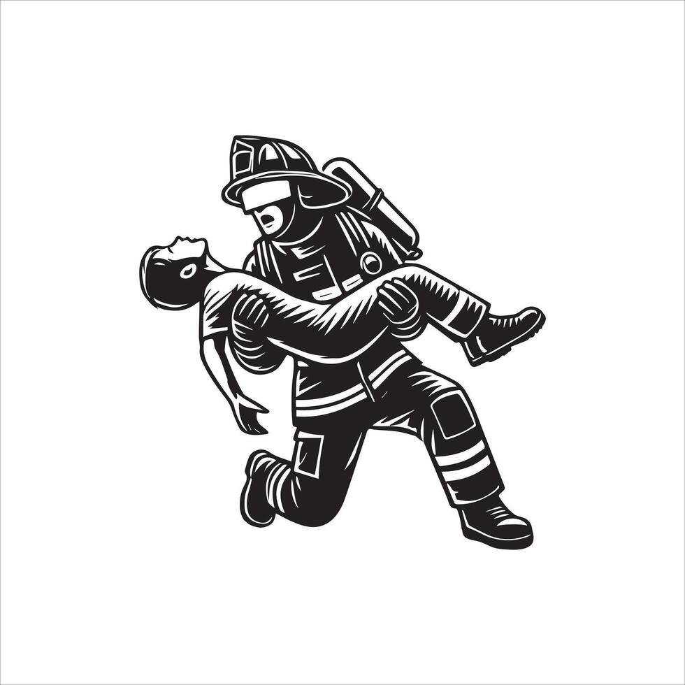 Firefighter Action ClipArt Design vector