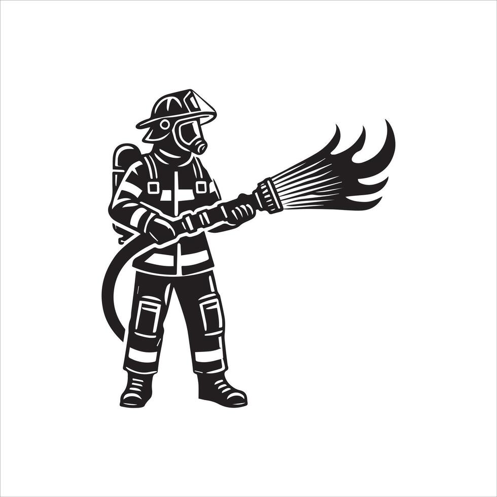 Firefighter at Work Fireman ClipArt vector