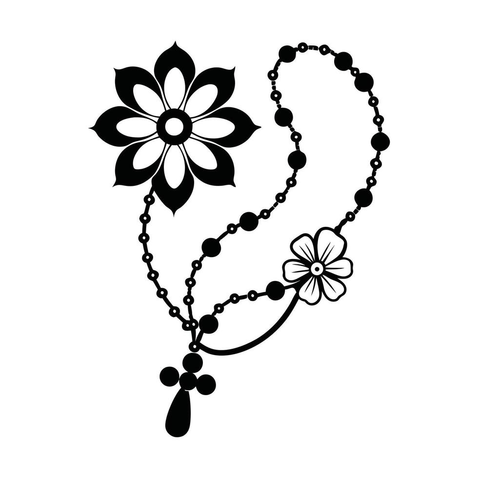 Traditional Rosary Beads with Cross ClipArt vector