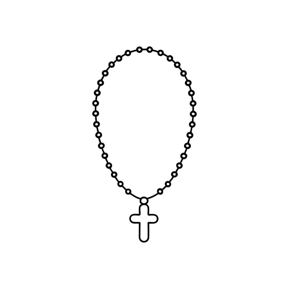 Rosary with Cross ClipArt for Christian Faith vector