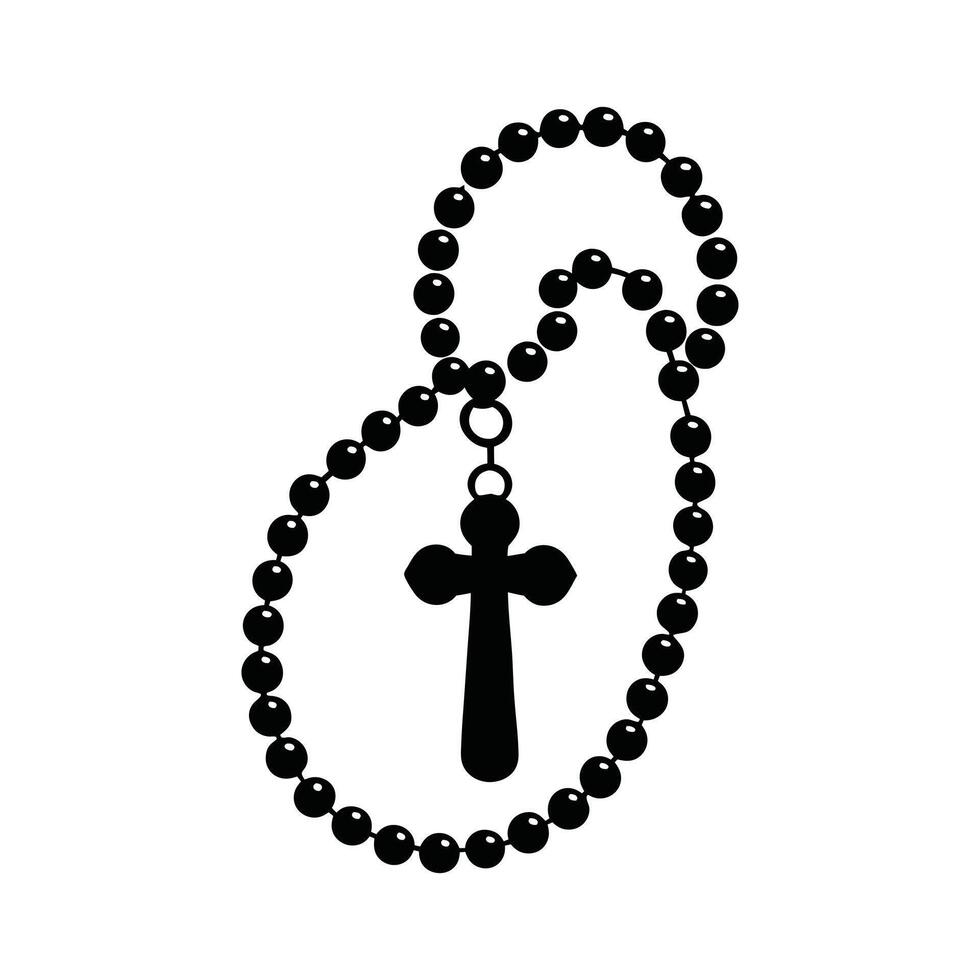 Holy Rosary Beads with Cross Art Graphic vector