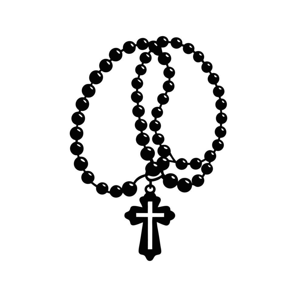 Rosary Beads and Cross Symbol Graphic ClipArt vector