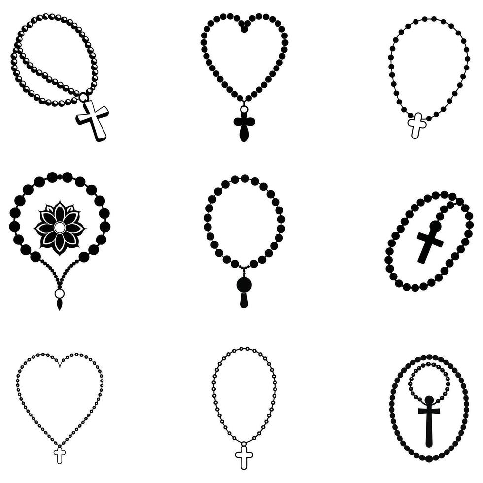 Collection of Rosary with cross-religion illustration vector