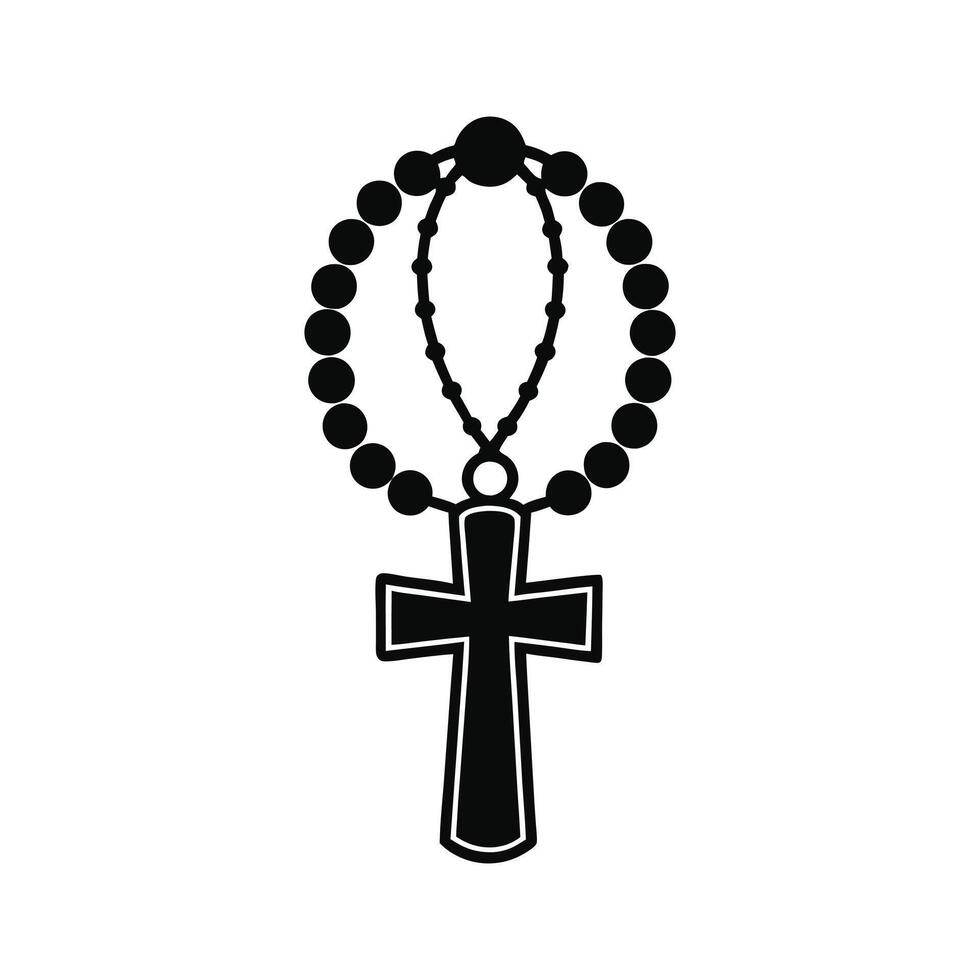 Detailed Rosary Beads with Cross ClipArt Art vector