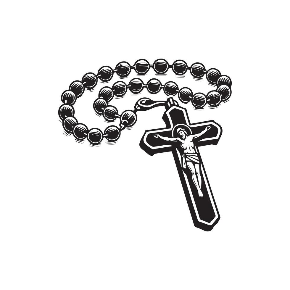 Sacred Rosary Beads with Cross ClipArt Design vector