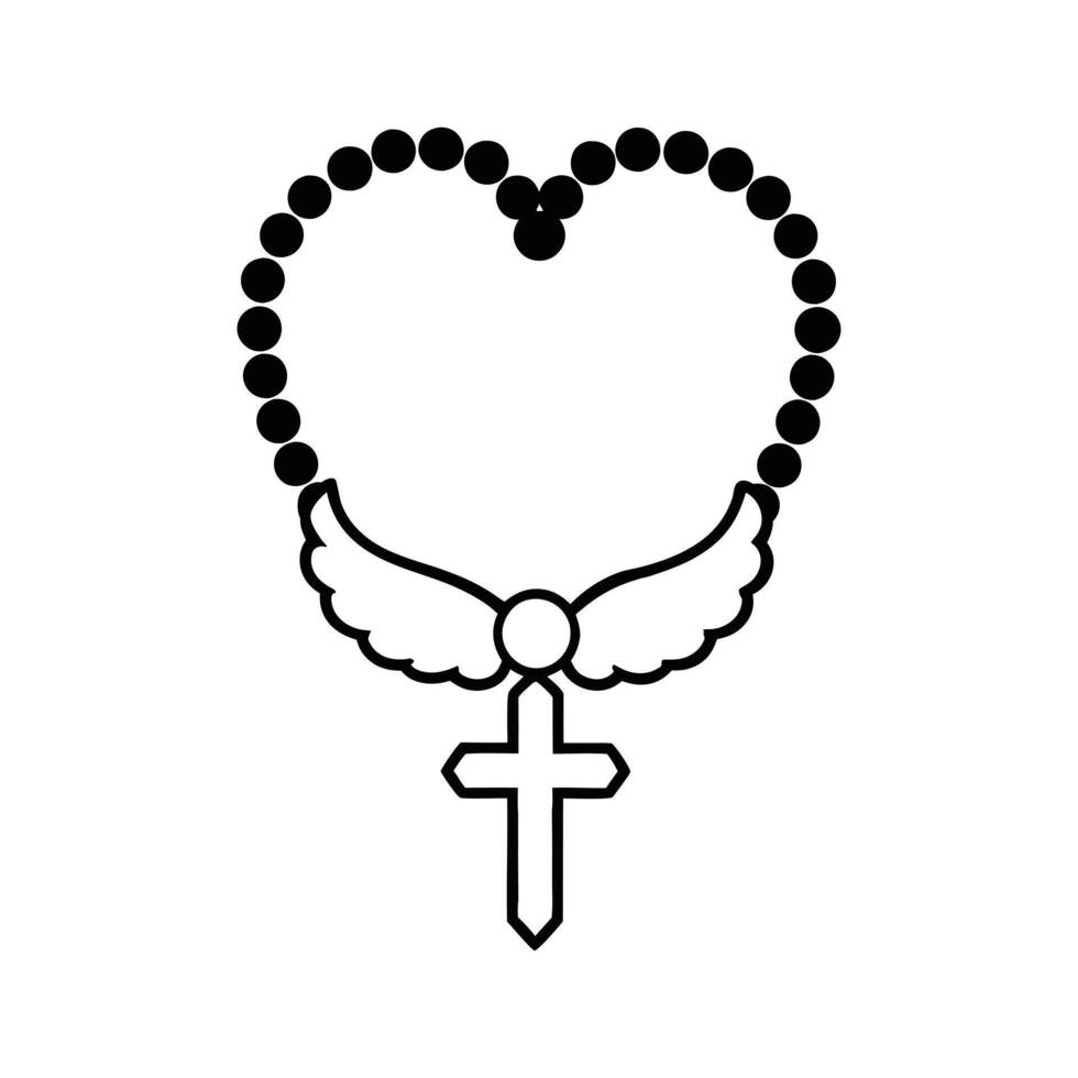 Elegant Rosary Beads with Cross ClipArt vector